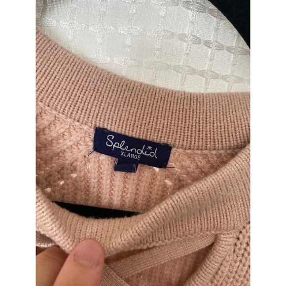 NWOT-Cozy Blush Pink Splendid Criss Cross Sweater - Picture 3 of 3